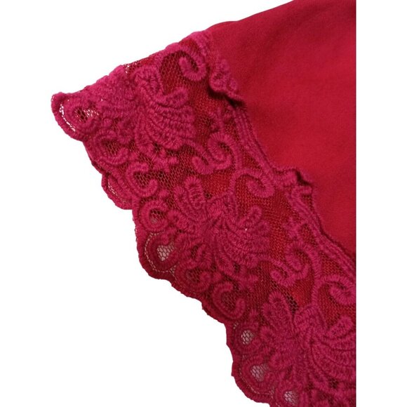 Tobi Red Womens Long Slit Sleeve Blouse Lace Trim Size Extra Small - Picture 5 of 7